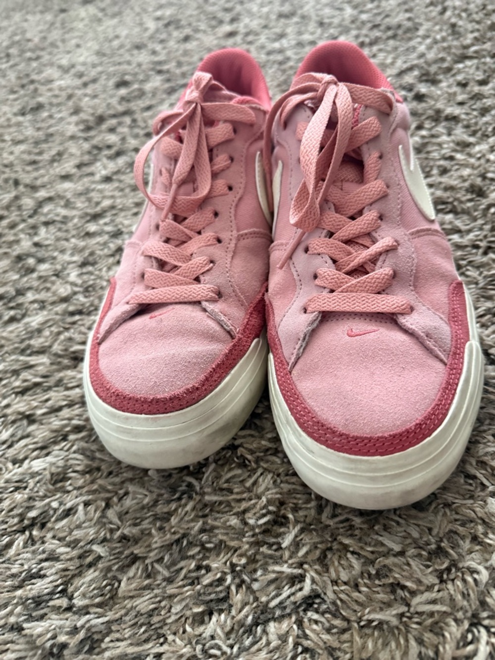 Nike Women's Pink Suede Lace-Up Sneakers